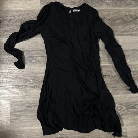 Black Long Sleeve Mini Reformation Dress Size 6 - Picture 4 of 4